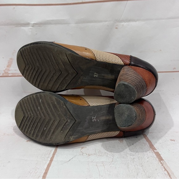 Spring Step L'Artiste Patchwork Retro Leather Bardot Wing Tip Derby Booties - Picture 12 of 12